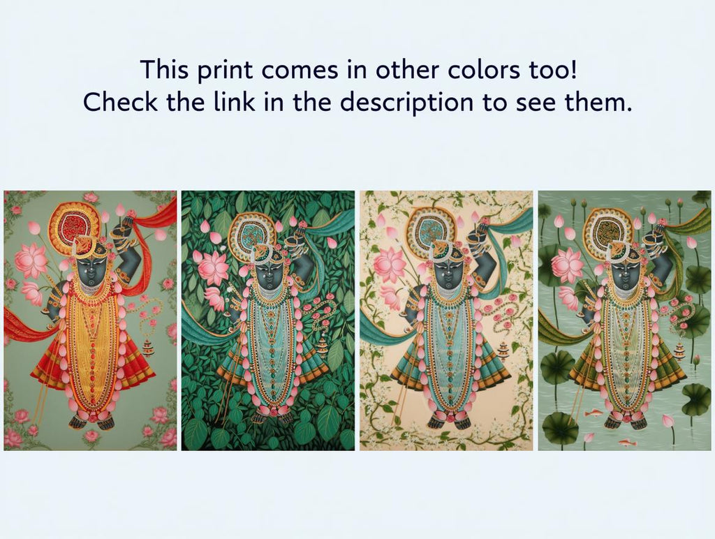 Shreenathji Floral Pichwai Art - Shrinath ji Painting, Indian Hindu God Wall Decor