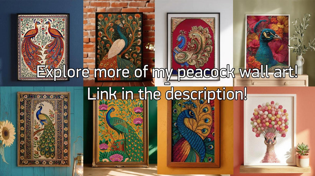 Madhubani Peacock Painting – Indian Folk Art Walldecor - Asian Mandala Bird Illustration (Digital Download)