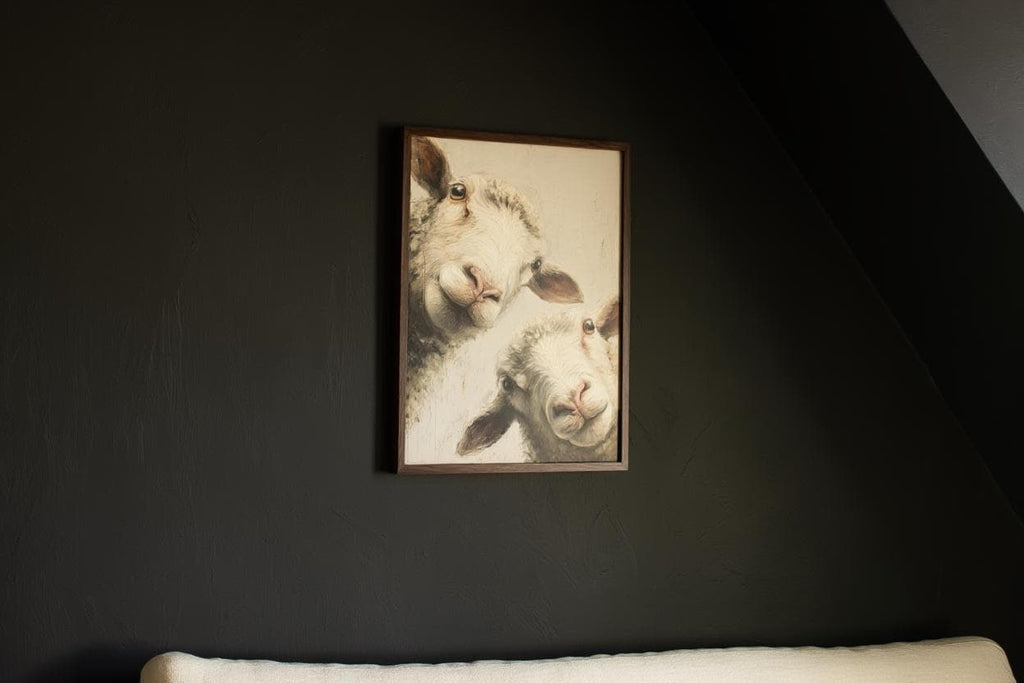 Whimsical Sheep Wall Art, Funny Lamb Oil Painting, Farmhouse Animal Art Print, Minimalist Countryside Portrait, Rustic Pastoral Decor
