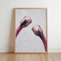 Funny Pink Flamingo Painting, Whimsical Tropical Nursery Wall Art