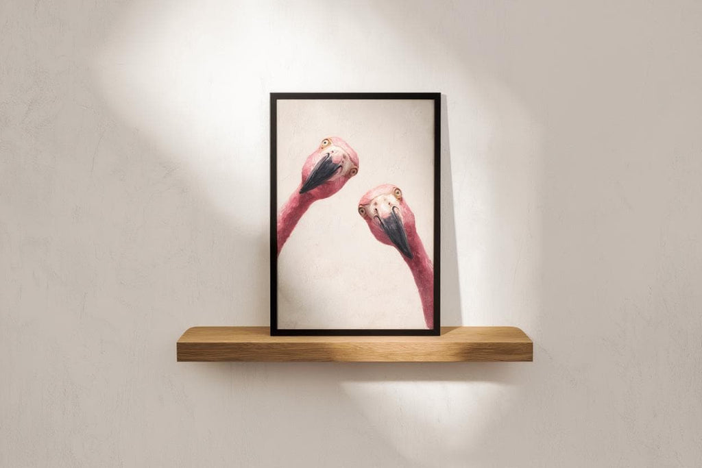 Funny Pink Flamingo Painting, Whimsical Tropical Nursery Wall Art