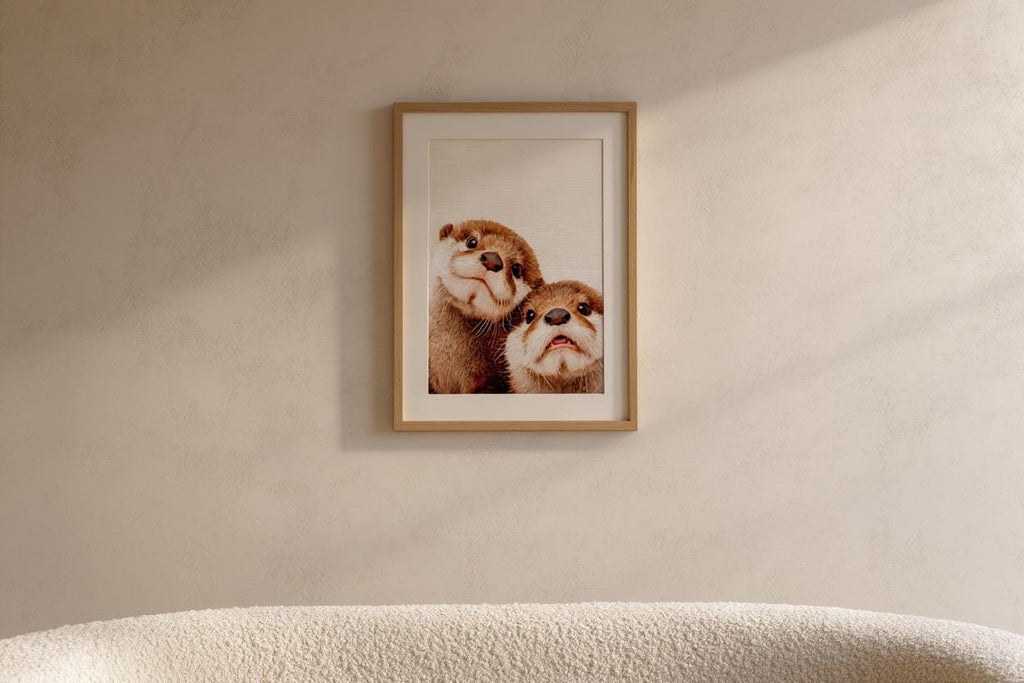 Baby Otter Wall Art, Cute Animal Nursery Decor, Whimsical Oil Painting Print, Woodland Baby Shower Gift, Gender Neutral Kids Room Decor