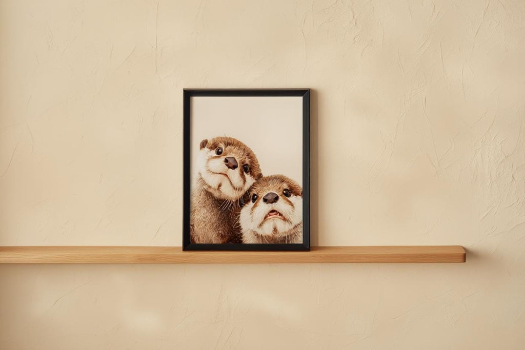 Baby Otter Wall Art, Cute Animal Nursery Decor, Whimsical Oil Painting Print, Woodland Baby Shower Gift, Gender Neutral Kids Room Decor