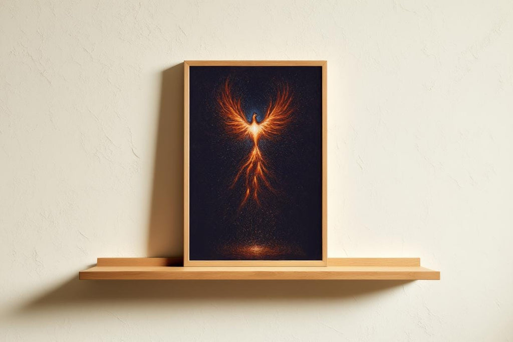Rising Phoenix Wall Art, Fantasy Fire Bird Print, Mythological Creature Poster, Cosmic Firebird Painting