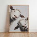 Whimsical Sheep Wall Art, Funny Lamb Oil Painting, Farmhouse Animal Art Print, Minimalist Countryside Portrait, Rustic Pastoral Decor
