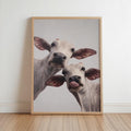 Cow Wall Art, Rustic Cute Country Decor, Whimsical Heifer Print, Funny Kamdhenu Cow Painting, Licking Farm Animal Portrait, Indian Farmhouse