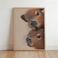 Capybara Wall Art, Baby Animals Poster, Fluffy Nursery Decor, Cute Brown Rodent Peeking Print, Kids Room Painting, Framed or Unframed