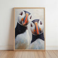 Puffin Wall Art, Whimsical Coastal Bird Portrait, Painterly Seabird Print, Beach House Decor, Wildlife Lover Gift, Seaside Cottage Art