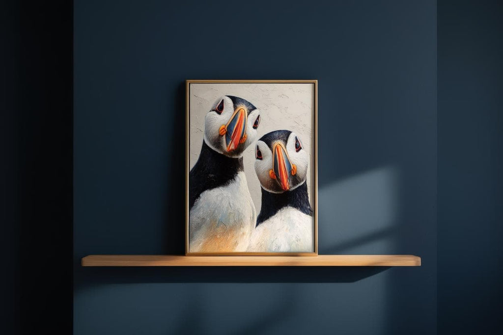 Puffin Wall Art, Whimsical Coastal Bird Portrait, Painterly Seabird Print, Beach House Decor, Wildlife Lover Gift, Seaside Cottage Art