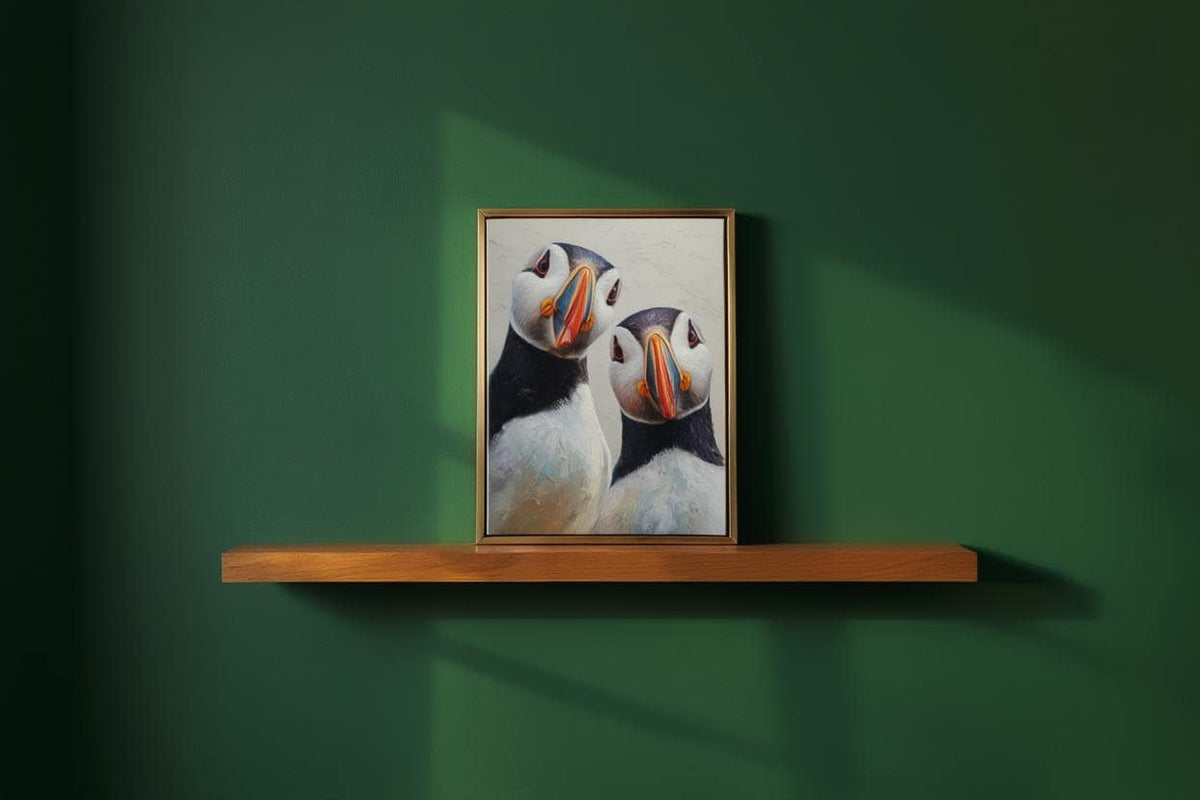 Puffin Wall Art, Whimsical Coastal Bird Portrait, Painterly Seabird Print, Beach House Decor, Wildlife Lover Gift, Seaside Cottage Art