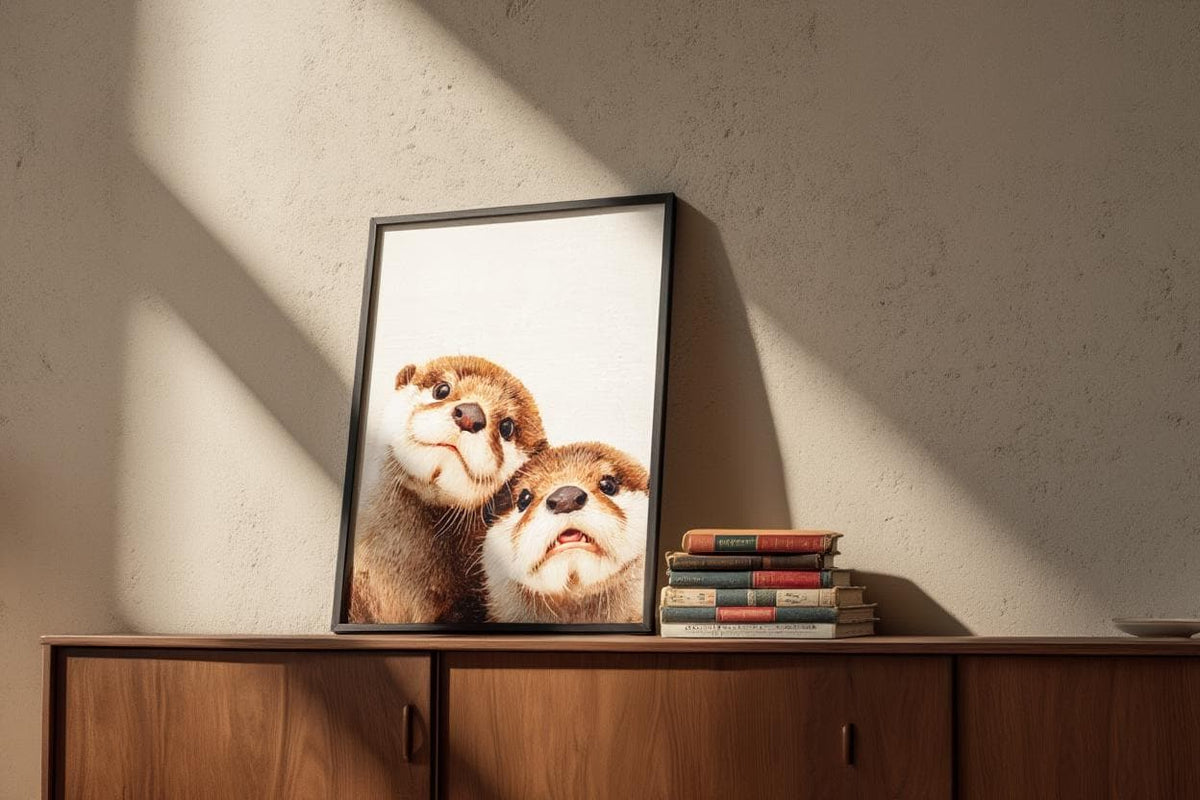 Baby Otter Wall Art, Cute Animal Nursery Decor, Whimsical Oil Painting Print, Woodland Baby Shower Gift, Gender Neutral Kids Room Decor