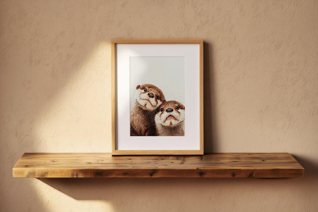 Baby Otter Wall Art, Cute Animal Nursery Decor, Whimsical Oil Painting Print, Woodland Baby Shower Gift, Gender Neutral Kids Room Decor
