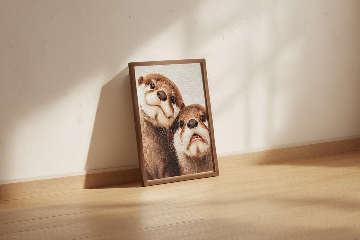 Baby Otter Wall Art, Cute Animal Nursery Decor, Whimsical Oil Painting Print, Woodland Baby Shower Gift, Gender Neutral Kids Room Decor