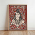 Lord Shiva Kalamkari Wall Art, Hindu God Painting, Traditional Indian Folk Art Print, Sacred Mahadev Portrait, Spiritual Yoga Studio Decor