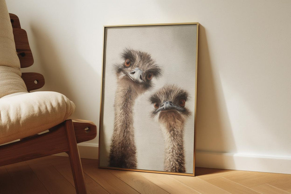 Funny Emu Wall Art, Quirky Bird Portrait Print, Whimsical Australian Wildlife Poster, Playful Home Decor, Bird Lover Gift, Farmhouse Decor