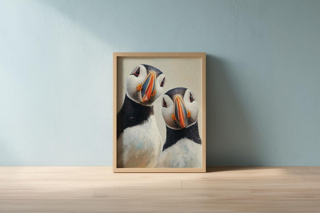 Puffin Wall Art, Whimsical Coastal Bird Portrait, Painterly Seabird Print, Beach House Decor, Wildlife Lover Gift, Seaside Cottage Art