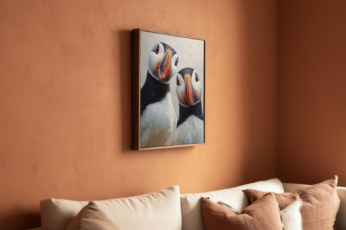 Puffin Wall Art, Whimsical Coastal Bird Portrait, Painterly Seabird Print, Beach House Decor, Wildlife Lover Gift, Seaside Cottage Art