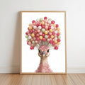Preppy Peacock Art - Coquette Poster Print, Candy Lollipop Bird Wall Decor, Pink Dorm Room Gift, Physical Print Teenage Girl Bedroom Art