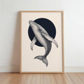 Humpback Whale Wall Art, Vintage Style Marine Illustration Print, Minimalist Nautical Poster, Coastal Decor, Ocean Lover Gift, Sea Life Art