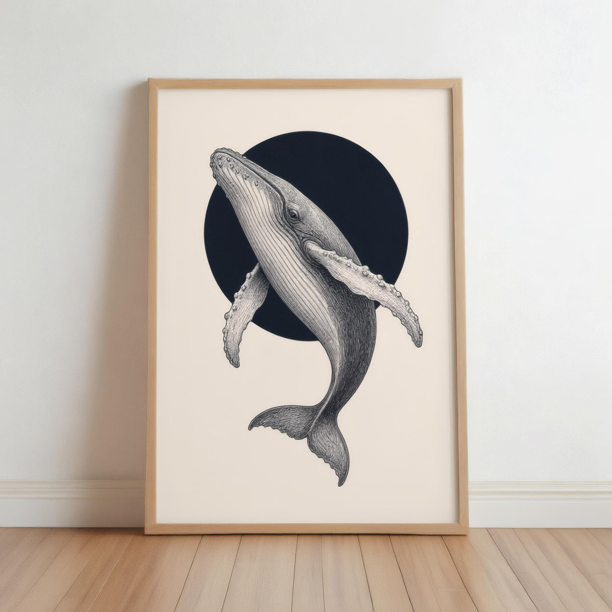 Humpback Whale Wall Art, Vintage Style Marine Illustration Print, Minimalist Nautical Poster, Coastal Decor, Ocean Lover Gift, Sea Life Art