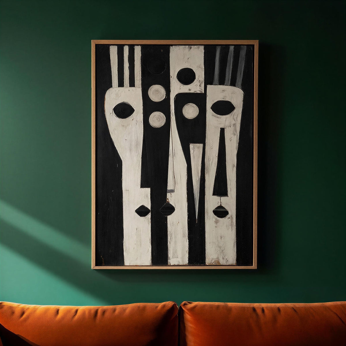 African Mask Wall Art, Vintage Primitive Totem, Abstract Afrocentric Decor, Tribal Cubist Geometric Pattern, Ethnic Black Culture Print