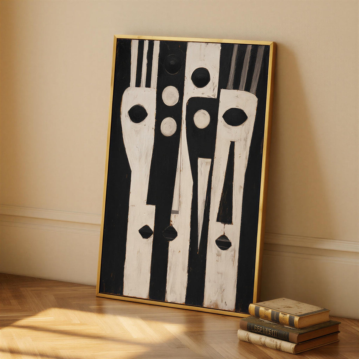 African Mask Wall Art, Vintage Primitive Totem, Abstract Afrocentric Decor, Tribal Cubist Geometric Pattern, Ethnic Black Culture Print