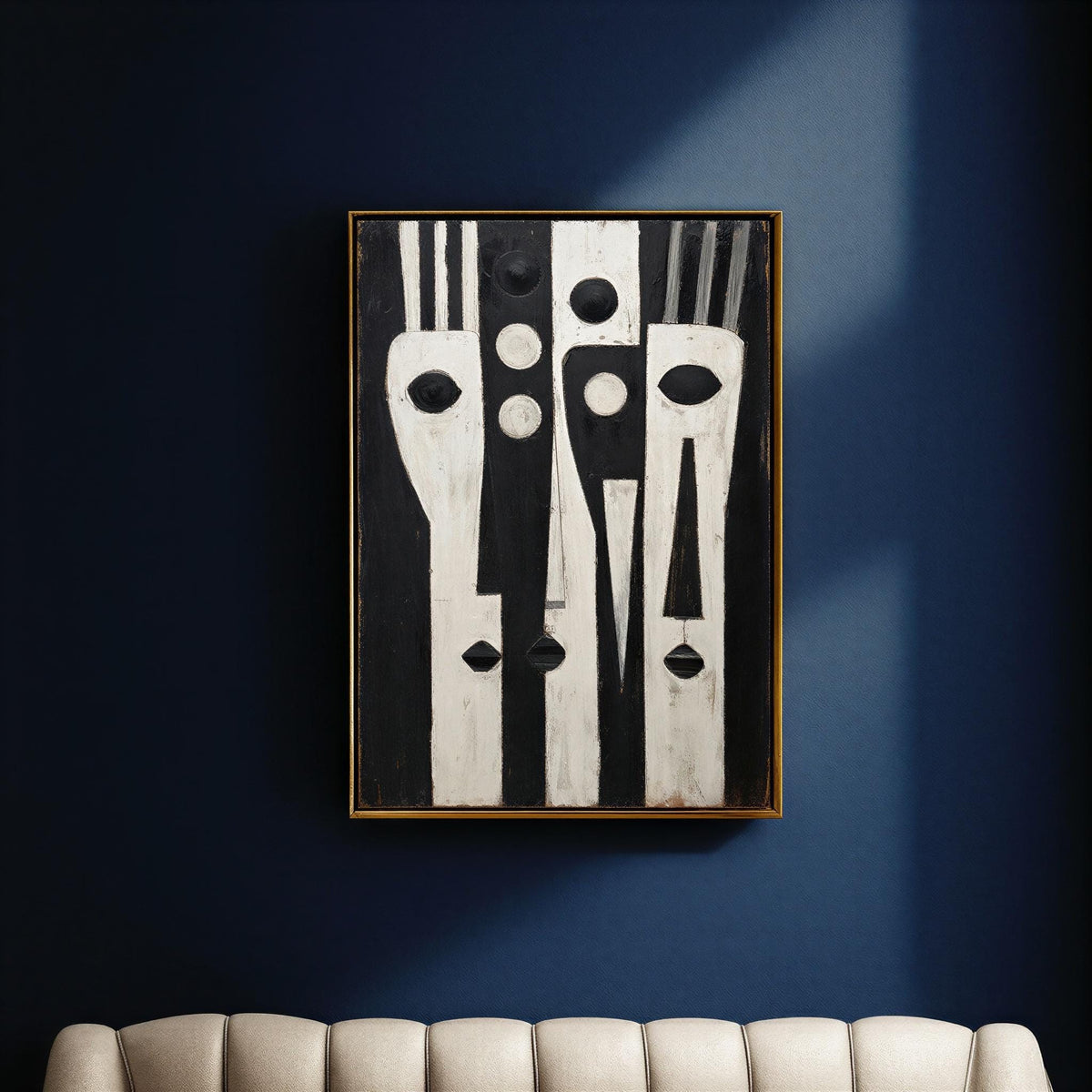 African Mask Wall Art, Vintage Primitive Totem, Abstract Afrocentric Decor, Tribal Cubist Geometric Pattern, Ethnic Black Culture Print