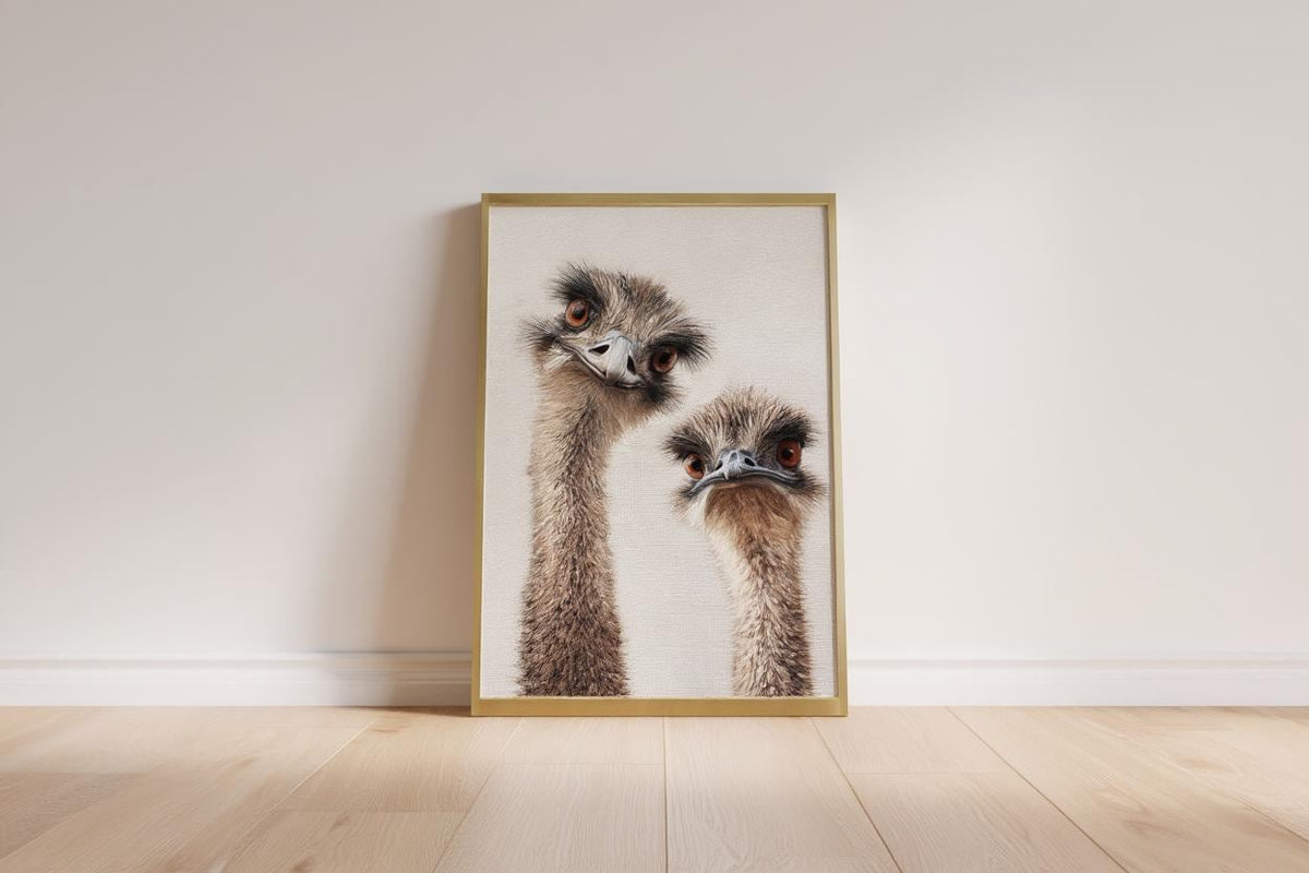 Funny Emu Wall Art, Quirky Bird Portrait Print, Whimsical Australian Wildlife Poster, Playful Home Decor, Bird Lover Gift, Farmhouse Decor