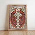 Madhubani Peacock Painting - Indian Folk Wall Art decor - Asian Bird Illustration (Physical print)
