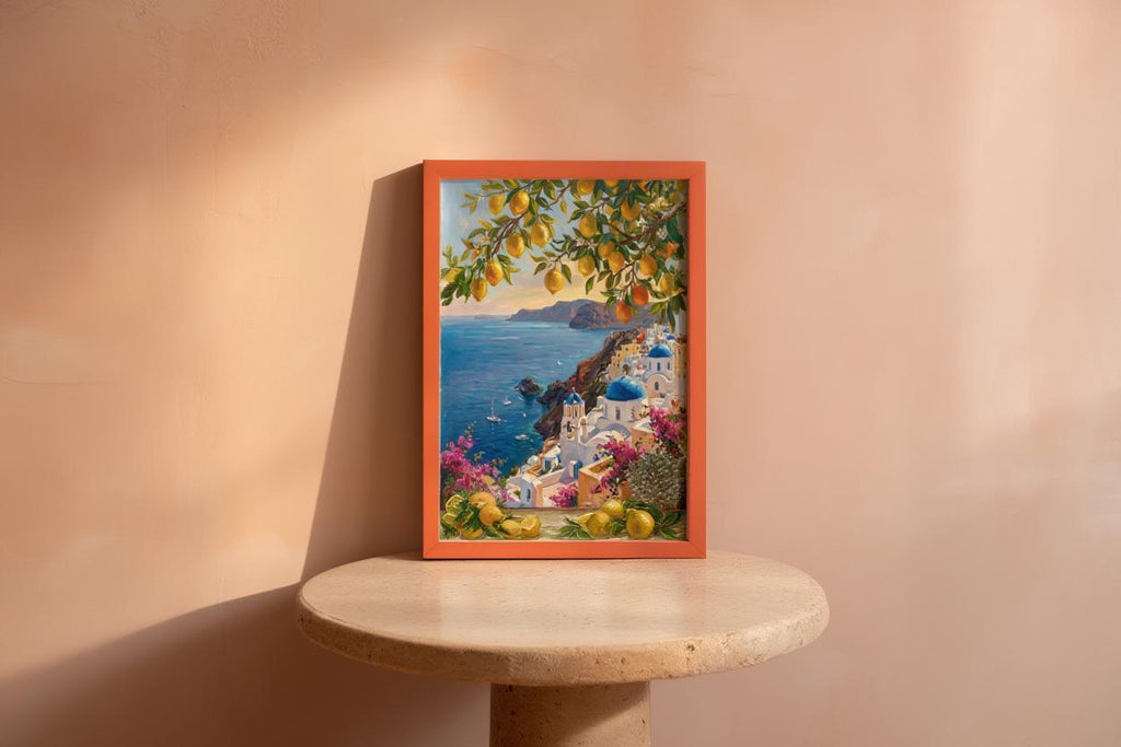Coastal Window View Wall Art, Mediterranean Sea Print, Matisse Style Painting, Nautical Sailing Boat Decor Greek Island Summer Travel Poster