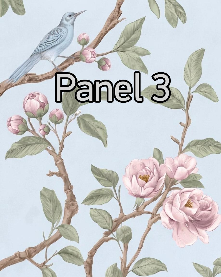Light Blue, Pink, Green Chinoiserie, Pastel Chinese Wallpaper Print, Coquette Wall Art Set of 3, Birds & Flowers Botanical Tapestry Painting