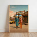 Disco Ball Head Print, Desert Mid Century Surrealism Art, Retro 80s Western Poster, Cowboy Disco Pop Art Decor, Surreal Funky Motel Canvas