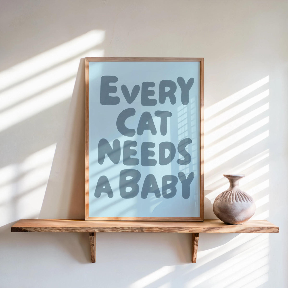 Every Cat Needs a Baby Print, Funny Cat Lover Poster, Retro Nursery Wall Art, Cute Playroom Typography Decor, Whimsical Baby Reveal Quote