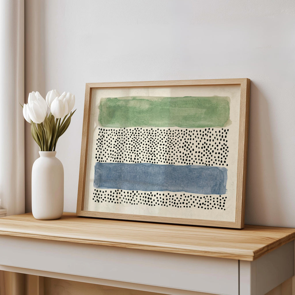 Abstract Minimalist Wall Art, Mid Century Modern Print, Japandi Poster, Wabi Sabi Watercolor Poster, Earthy Boho Decor Horizontal Panel