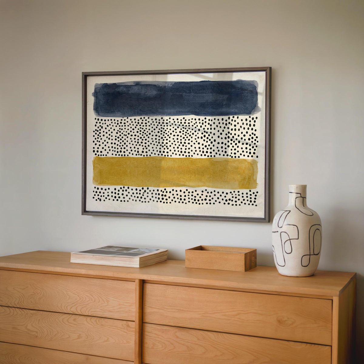 Abstract Minimalist Wall Art, Mid Century Modern Print, Japandi Poster, Wabi Sabi Watercolor Poster, Earthy Boho Decor Horizontal Panel