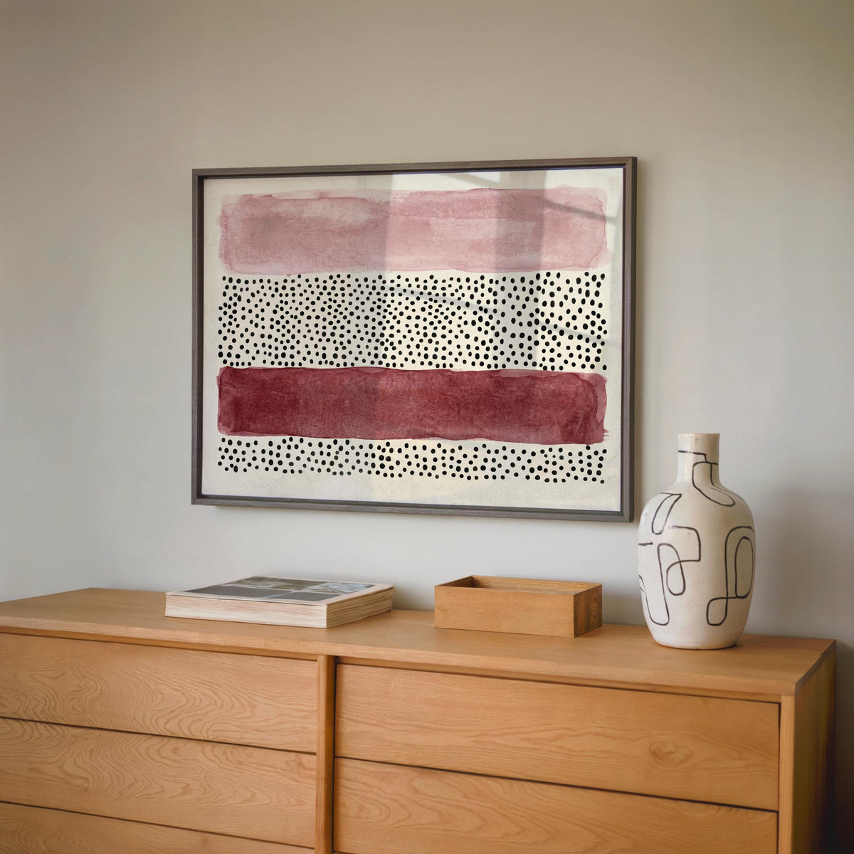 Abstract Minimalist Wall Art, Mid Century Modern Print, Japandi Poster, Wabi Sabi Watercolor Poster, Earthy Boho Decor Horizontal Panel