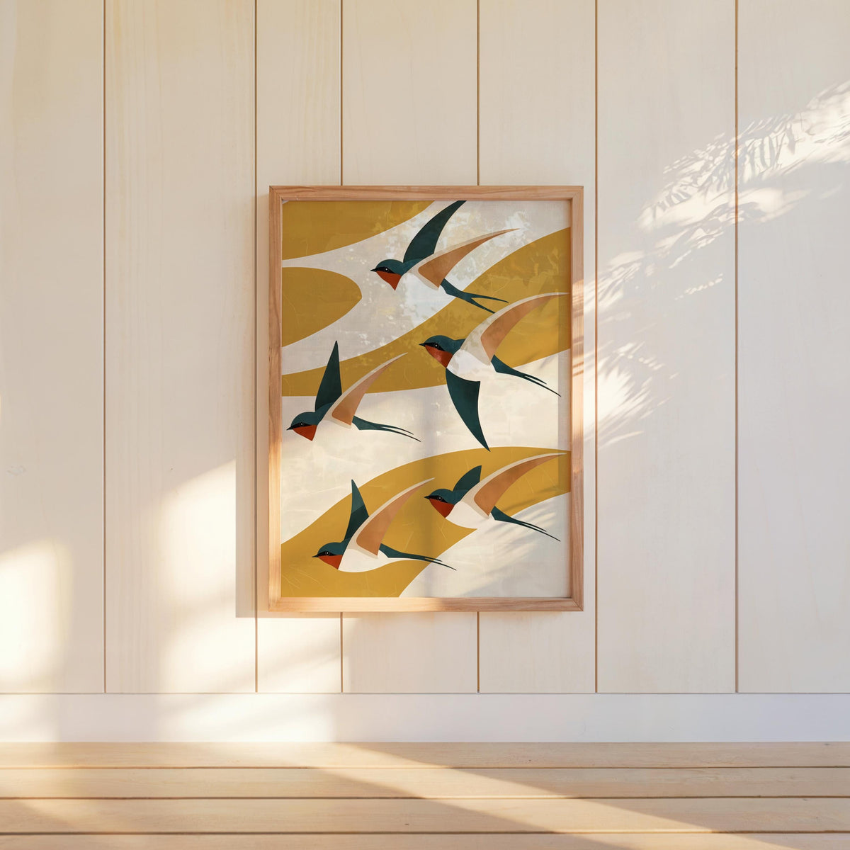 Japandi Swallow Print, Multiple Colors Mid Century Flying Birds Wall Art, Japanese Abstract Wabi Sabi Decor, Modern Boho Graphic Poster