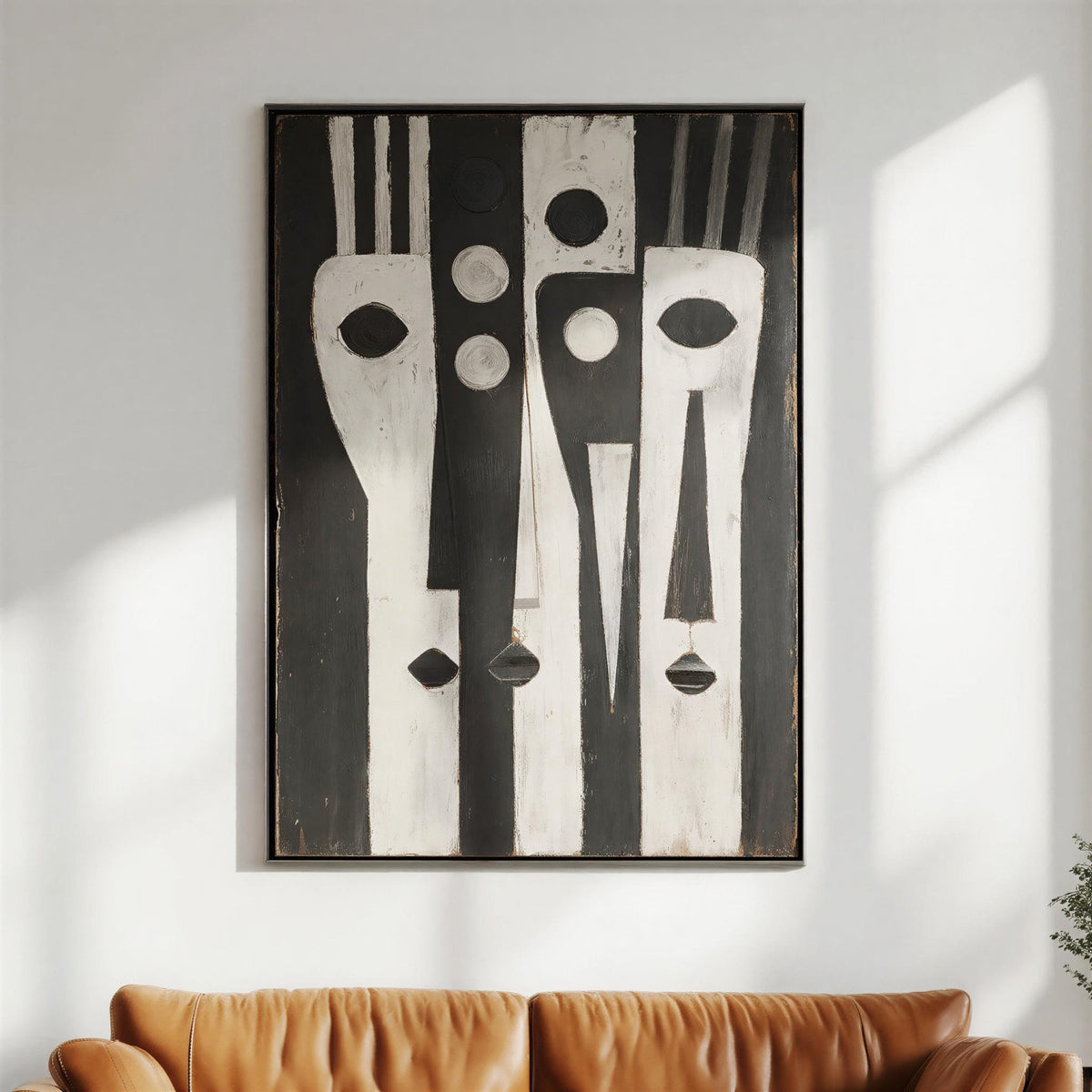 African Mask Wall Art, Vintage Primitive Totem, Abstract Afrocentric Decor, Tribal Cubist Geometric Pattern, Ethnic Black Culture Print