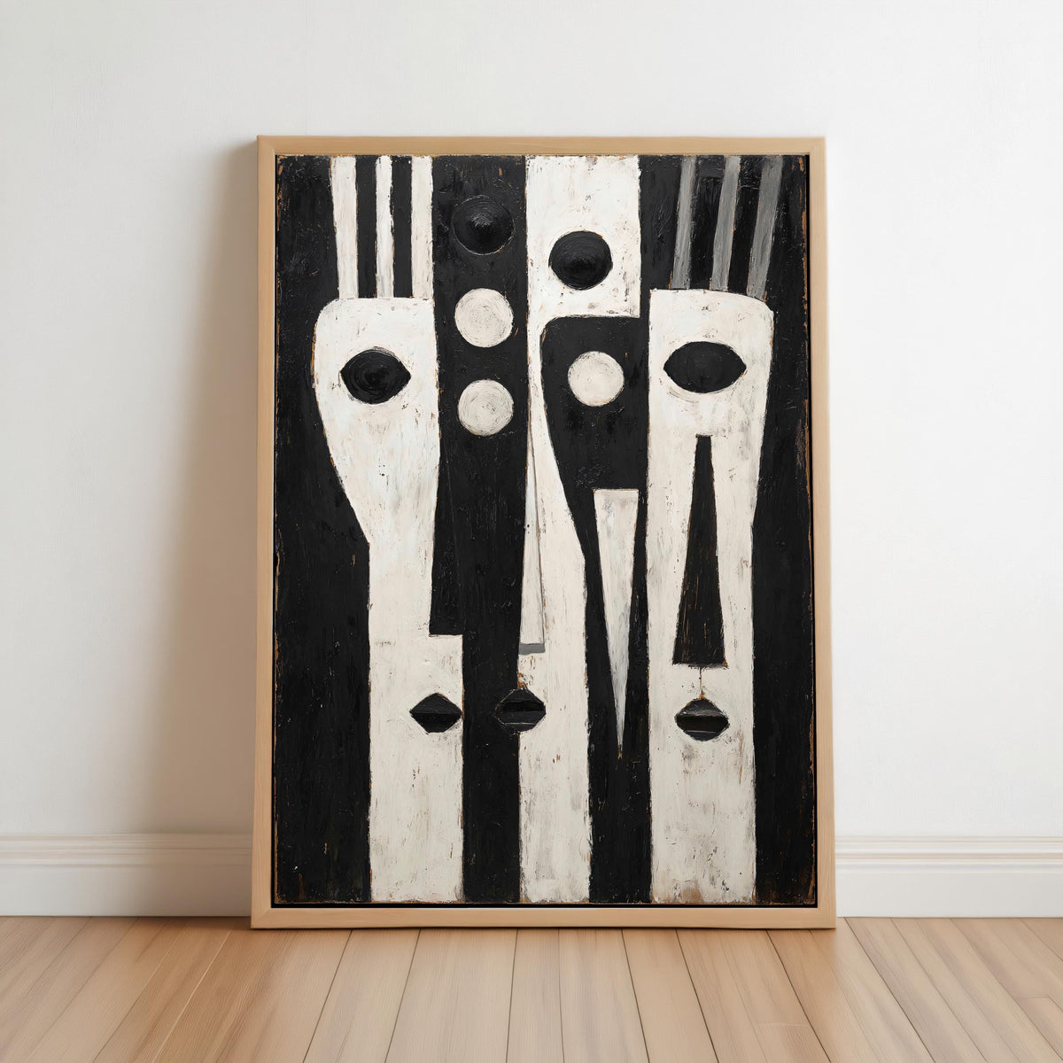 African Mask Wall Art, Vintage Primitive Totem, Abstract Afrocentric Decor, Tribal Cubist Geometric Pattern, Ethnic Black Culture Print