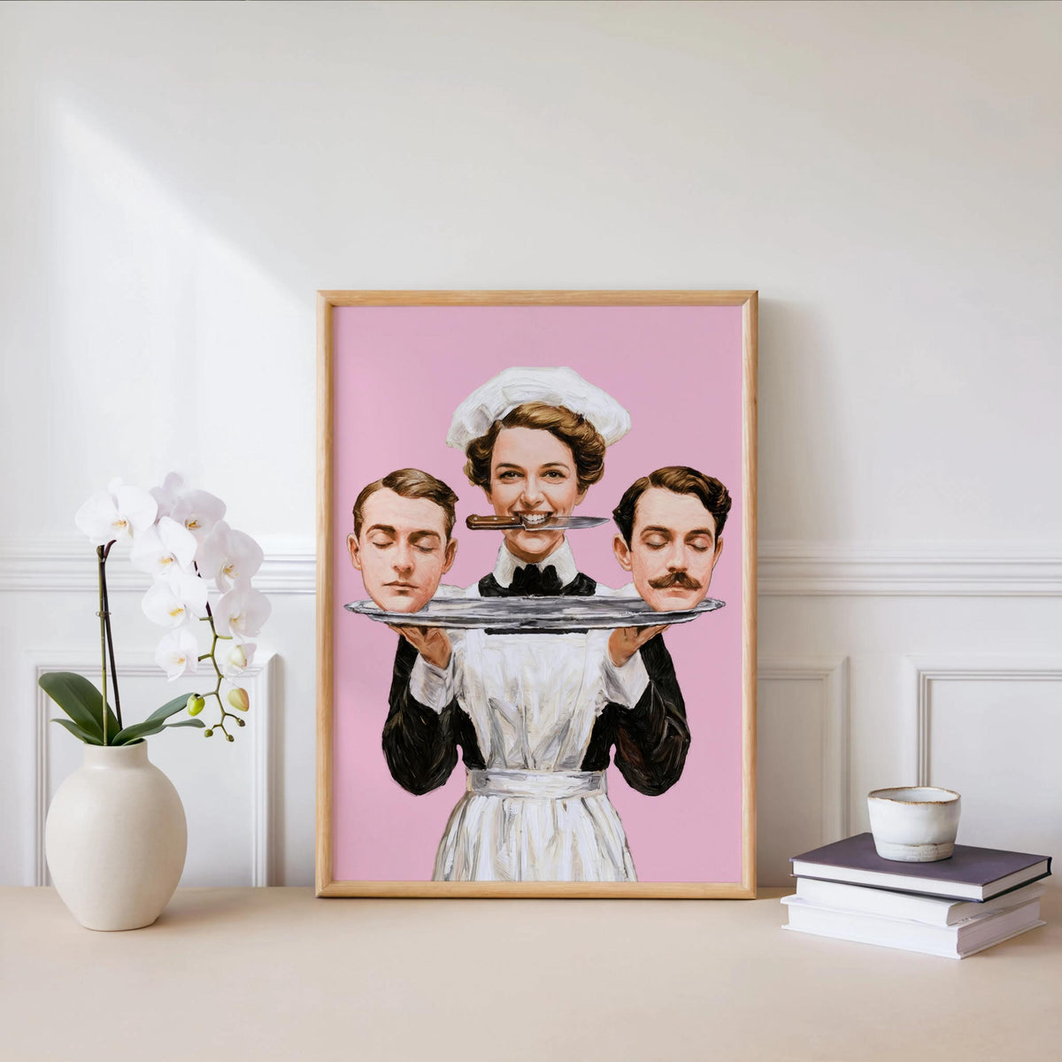 Dark Feminist Art Print "Women Must Serve Men", Bold Humor Poster, Vintage Statement Wall Art, Rebellious Pulp Illustration, Gothic Decor