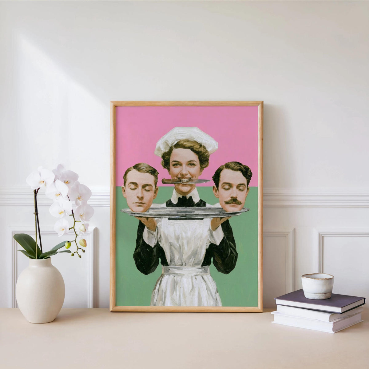 Dark Feminist Art Print "Women Must Serve Men", Bold Humor Poster, Vintage Statement Wall Art, Rebellious Pulp Illustration, Gothic Decor