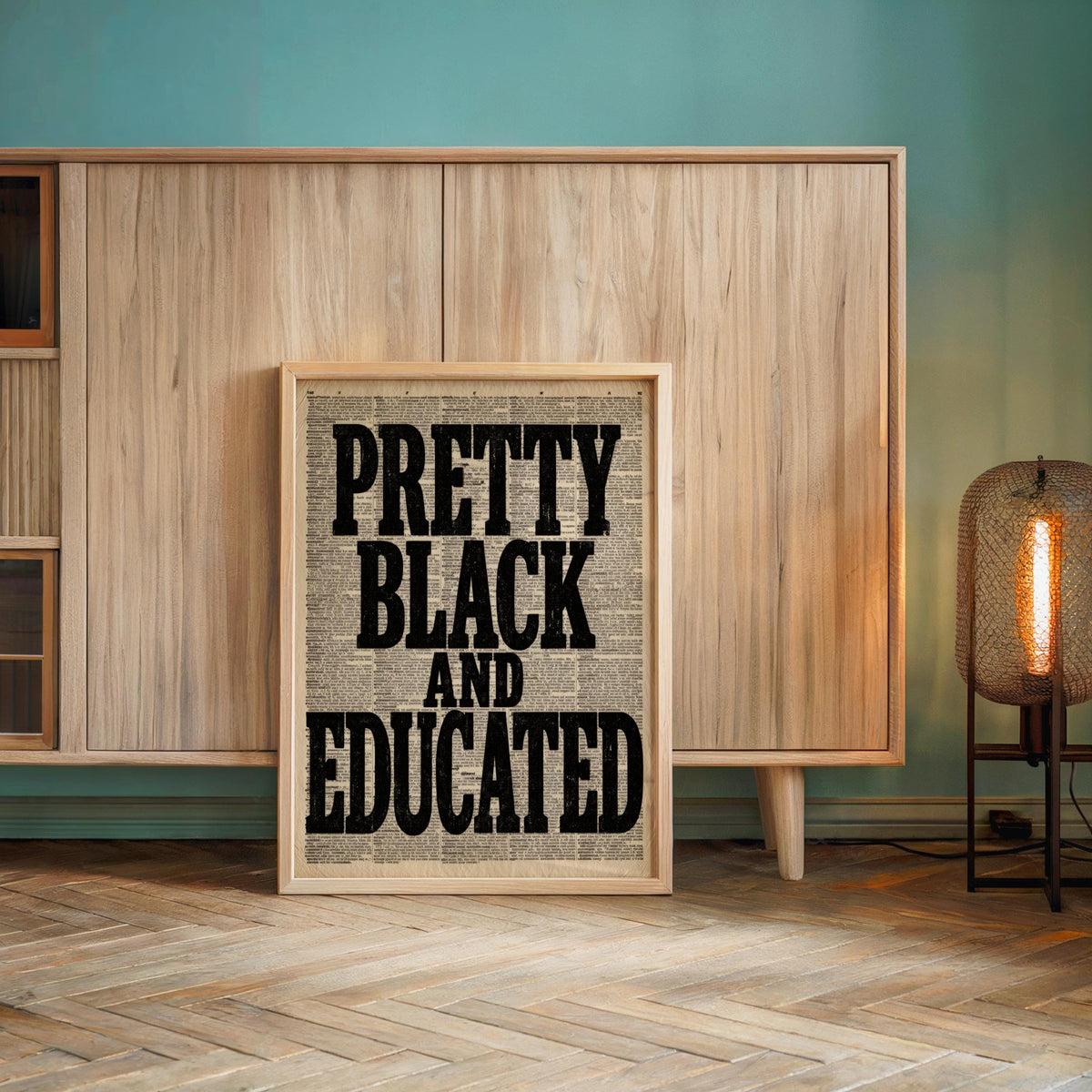 Pretty Black Educated Typographical Print, Afrocentric Wall Art, 70s African American Feminist Poster