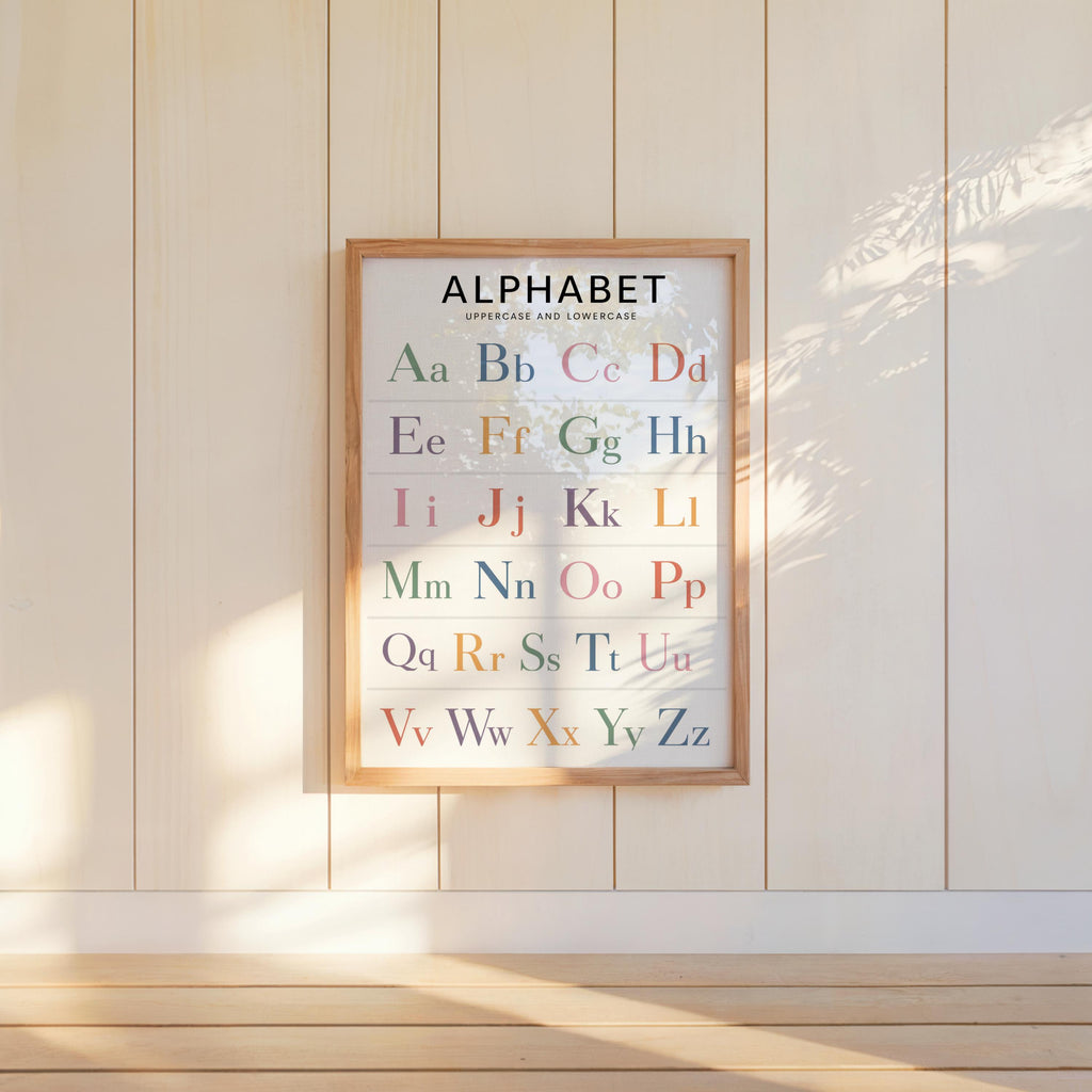 Alphabet & Number Chart, Rainbow Set of 2, Educational Wall Art, Homeschool ABC 123 Decor, Prescool Kids Room Print, Classroom Illustration