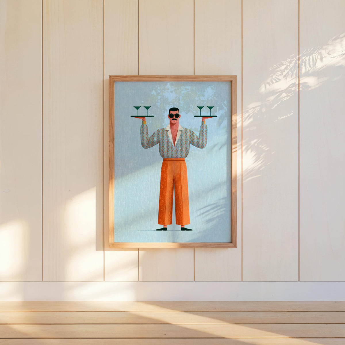 Retro Bar Martini Wall Art, Mid Century Modern Waiter Print, Funny Cocktail Cart Poster, Vintage Kitchen Decor, Quirky Man Cave Gift