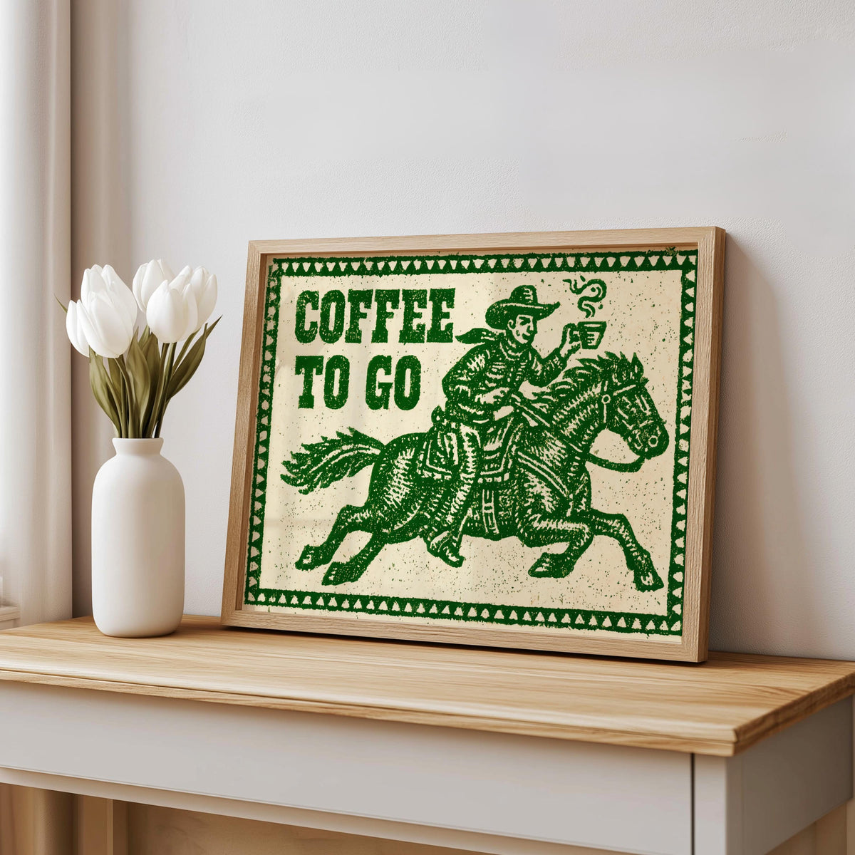 Cowboy Coffee Print, Funny Kitchen Wall Art, Western Coffee Bar Decor, Vintage Old West Illustration, Retro Dining Room Poster