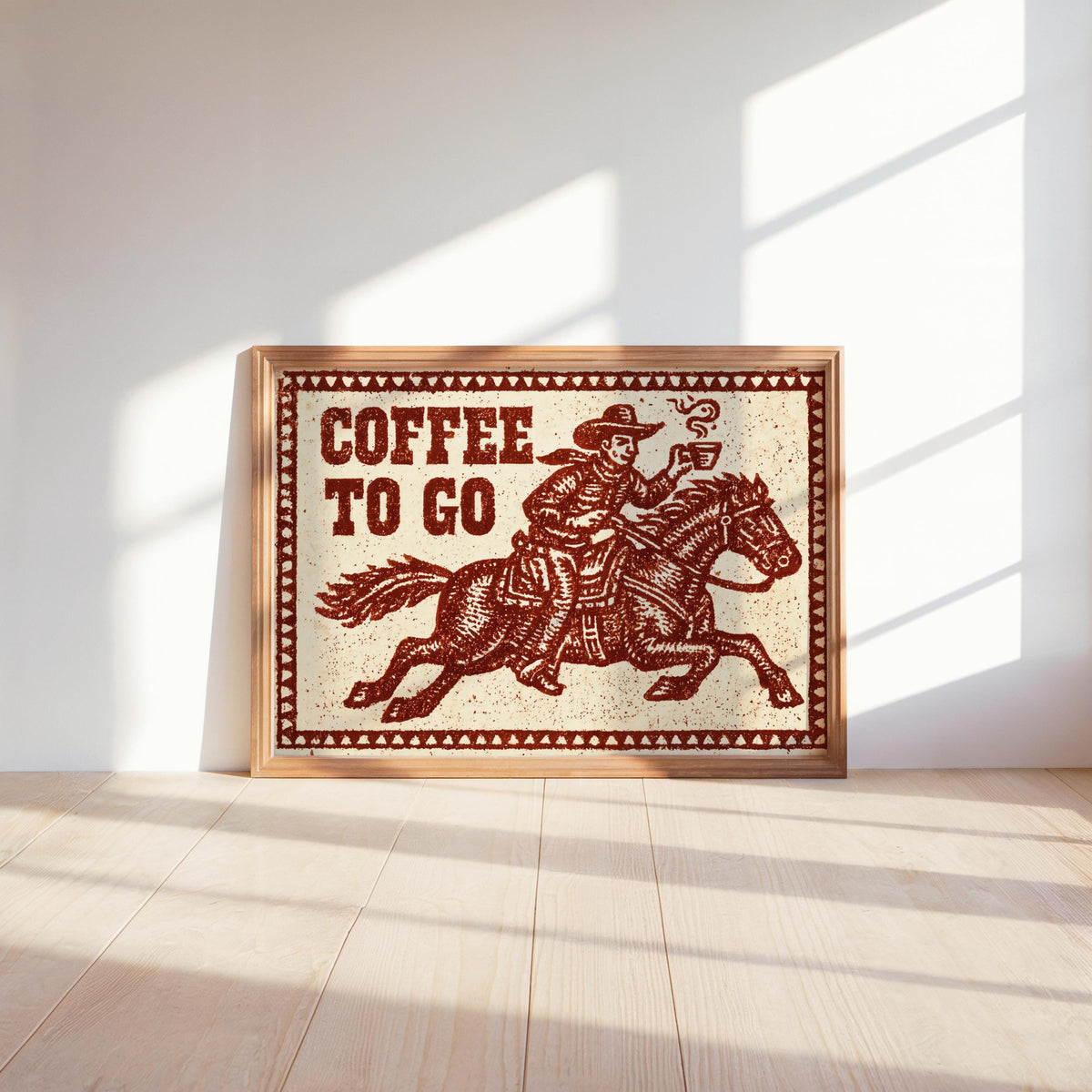 Cowboy Coffee Print, Funny Kitchen Wall Art, Western Coffee Bar Decor, Vintage Old West Illustration, Retro Dining Room Poster