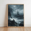 Siren Painting, Dark Mermaid Fantasy Art, Pirate Ship Print, Goth Gift, Nautical Mythology Art, Moonlit Sea Wall Decor, Moody Artwork