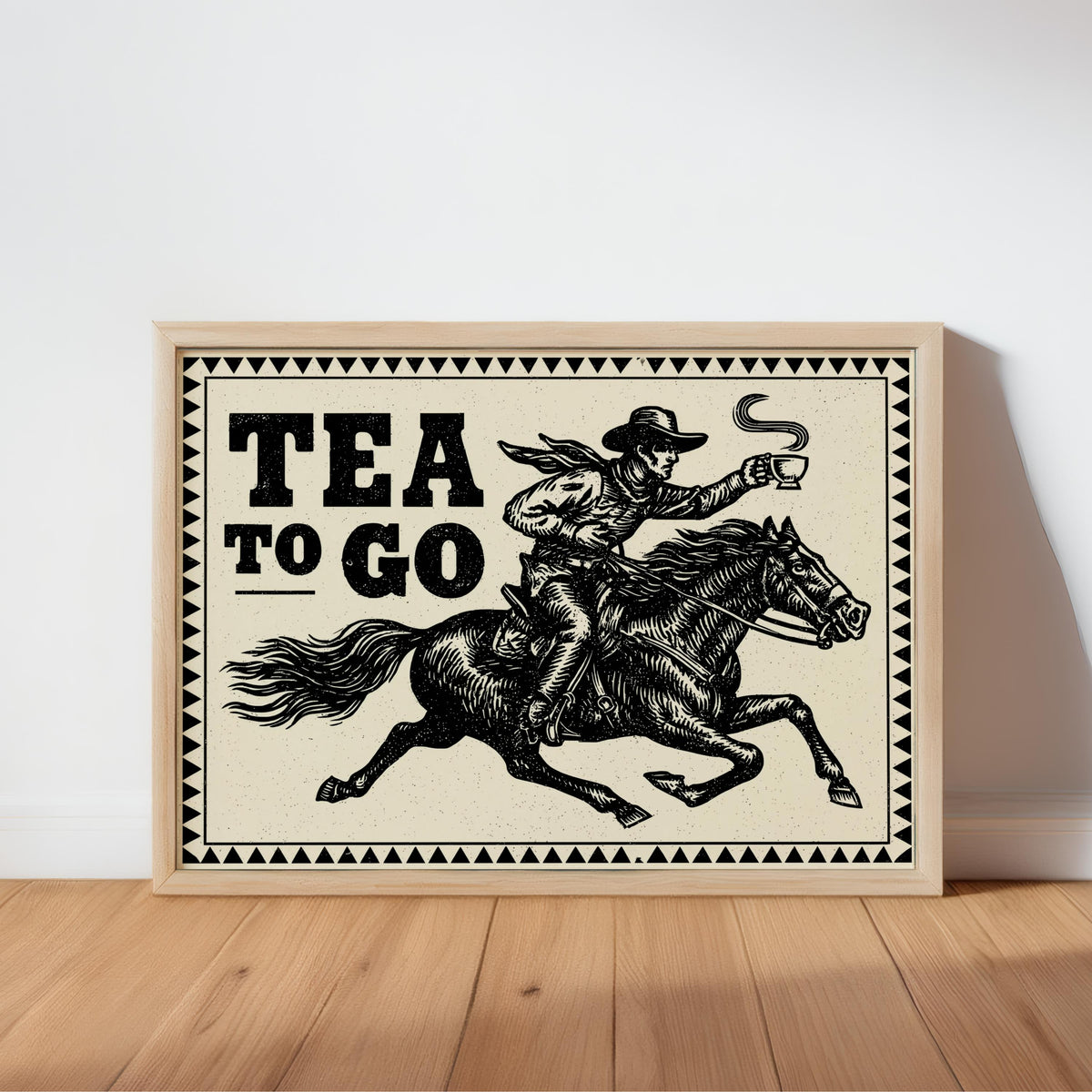 Cowboy Tea Art Print, Wild West Kitchen Wall Art, Vintage Saloon Poster