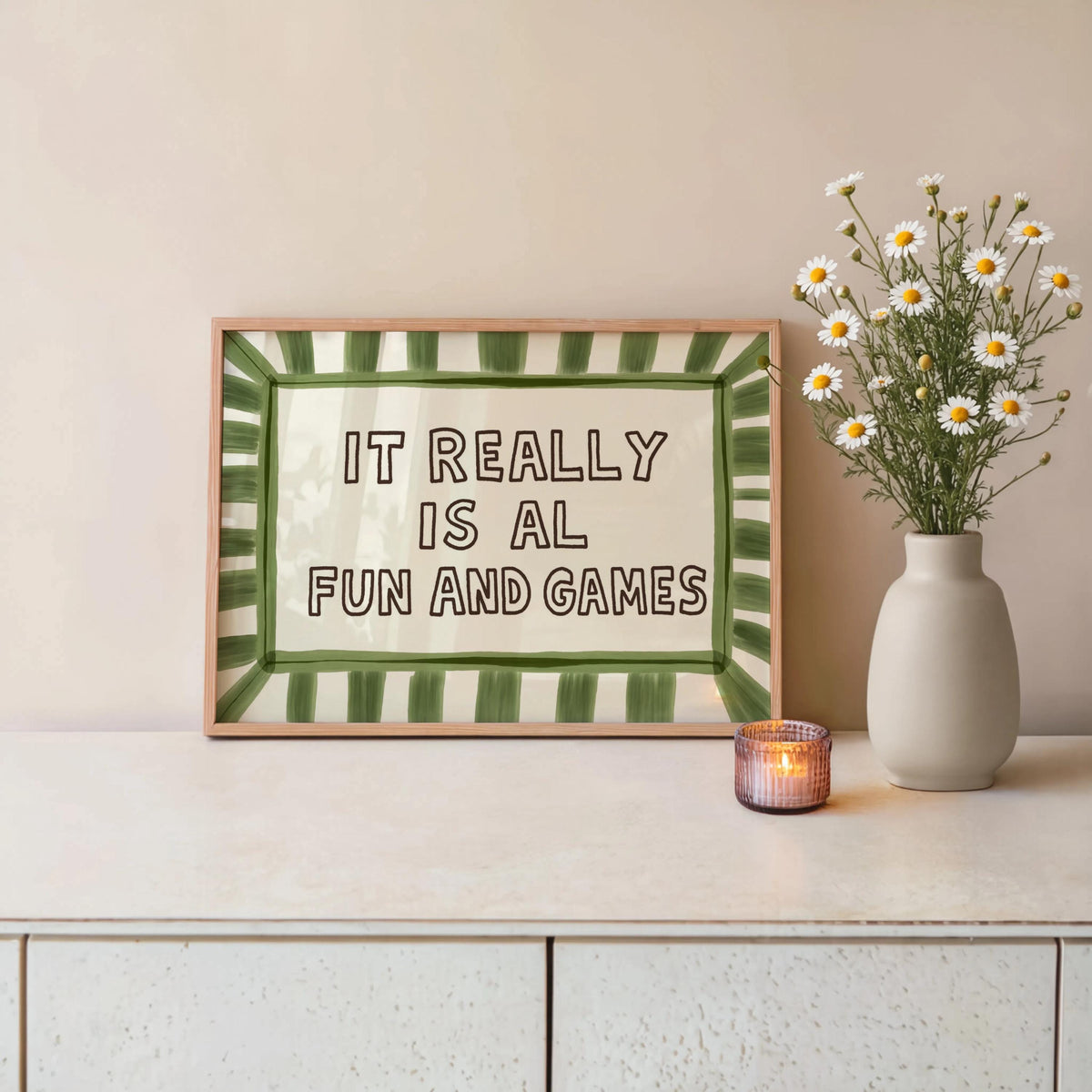 Custom Text Wall Art, It’s Literally All Fun And Games Poster, Playful Personalized Quote Typography Print, Modern Retro Dopamine Decor