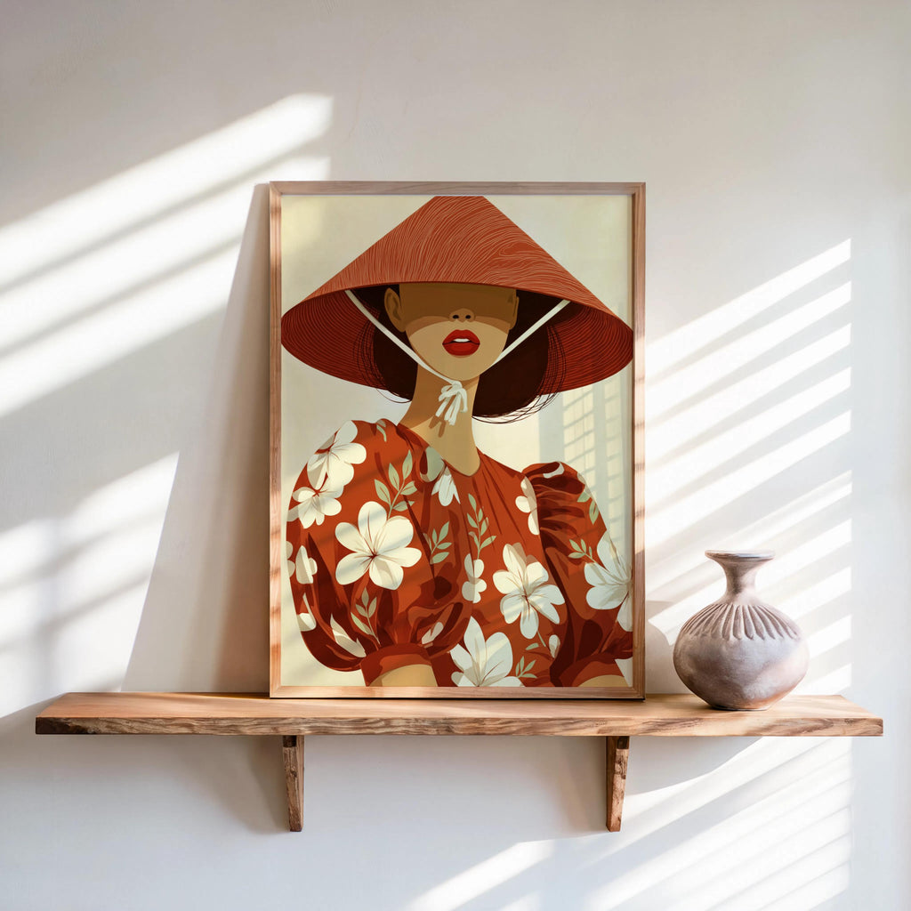 Filipina Woman Wall Art Modern Philippines Fashion Poster, Sampaguita Flower Botanical Print, Southeast Asian Decor, Filipino Pinoy Heritage